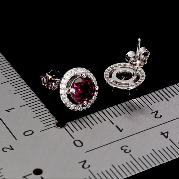 Set! Natural Garnet Ring, Earrings & Pendant Necklace in 925 Sterling Silver. - Picture 12 of 14